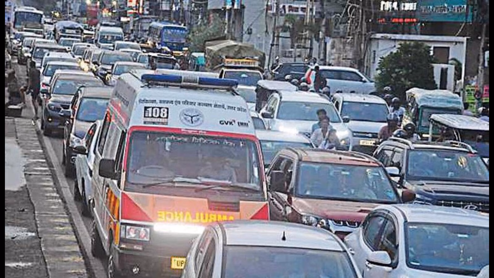 Ambulance responding on a city road
